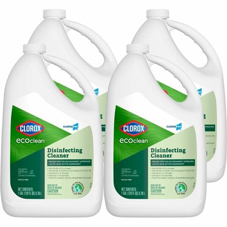 CloroxPro EcoClean Disinfecting Cleaner Refill - Ready-To-Use - 128 fl oz (4 quart) - 4 / Carton - Disinfectant, Bleach-free, Al