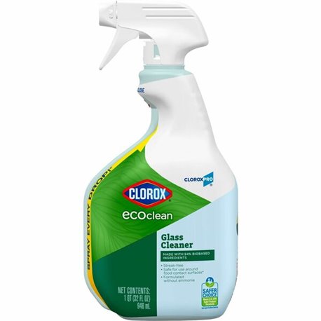 CloroxPro EcoClean Glass Cleaner Spray - 32 fl oz (1 quart) - 1 Each - Streak-free, Bio-based, Ammonia-free, Paraben-free, Dye-f