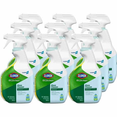 CloroxPro EcoClean Glass Cleaner Spray - 32 fl oz (1 quart) - 9 / Carton - Streak-free, Paraben-free, Ammonia-free, Dye-free, Ph