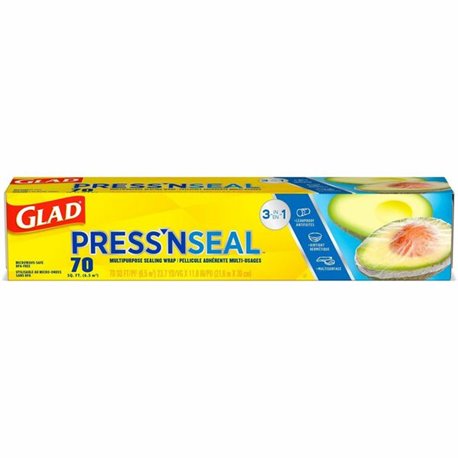 Glad Press'n Seal Food Plastic Wrap - 11.80" Width x 71.10 ft Length - Durable, Freezer Safe, Microwave Safe, Cutting Edge - Pla