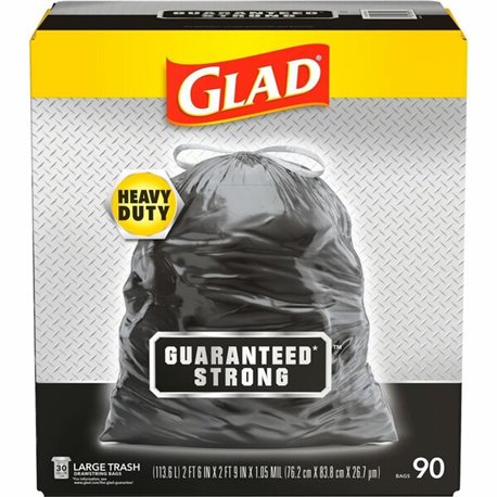 Glad Large Drawstring Trash Bags - Large Size - 30 gal Capacity - 30" Width x 32.99" Length - 1.05 mil (27 Micron) Thickness - D