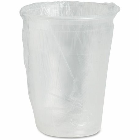 Coffee Pro 9oz Individually Wrapped Plastic Cups - 1000 / Carton - Red, Clear - Plastic, Polyethylene - Cold Drink
