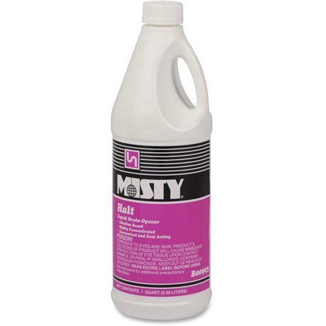 MISTY Halt Liquid Drain Opener - Ready-To-Use/Concentrate - 32 fl oz (1 quart) - 12 / Carton - Red