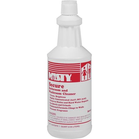 MISTY Secure Bathroom/Washroom Cleaner - 32 fl oz (1 quart) - Mint Scent - 12 / Carton - Fast Acting, Easy to Use - Blue