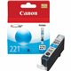 Canon CLI-221C Original Ink Cartridge - Inkjet - 535 Pages - Cyan - 1 Each