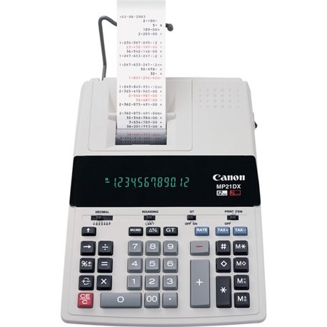 Canon MP21DX Color Printing Calculator - Heavy Duty, Paper Holder, Easy-to-read Display, Round Down, Round Off, Round Up, Sign C