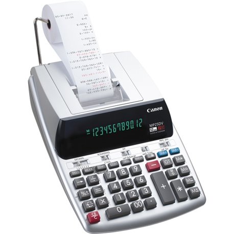 Canon MP25DV-3 Printing Calculator - Dual Color Print - Clock, Calendar, Durable, Sign Change, Built-in Memory - 12 Digits - Sil