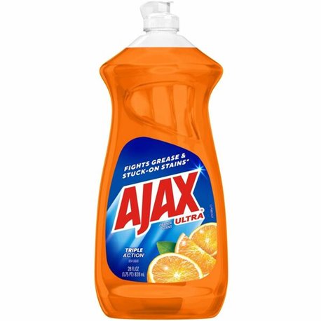 AJAX Triple Action Dish Soap - 28 fl oz (0.9 quart) - Orange Scent - 9 / Carton - Pleasant Scent, Phosphate-free, Kosher-free - 