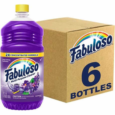 Fabuloso All-Purpose Cleaner - 56 fl oz (1.8 quart) - Lavender ScentBottle - 6 / Carton - Rinse-free, Residue-free, Long Lasting