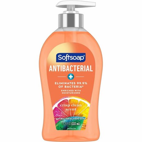 Softsoap Antibacterial Soap Pump - Crisp Clean ScentFor - 11.3 fl oz (332.7 mL) - Pump Bottle Dispenser - Bacteria Remover - Han