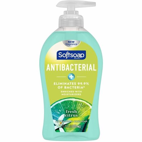 Softsoap Antibacterial Soap Pump - Fresh Citrus ScentFor - 11.3 fl oz (332.7 mL) - Pump Bottle Dispenser - Bacteria Remover - Ha