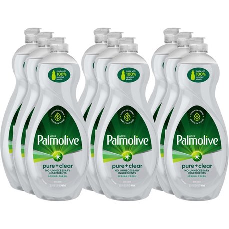 Palmolive Pure/Clear Ultra Dish Soap - 32.5 fl oz (1 quart) - 9 / Carton - Hypoallergenic, Fragrance-free, Dye-free, Phosphate-f