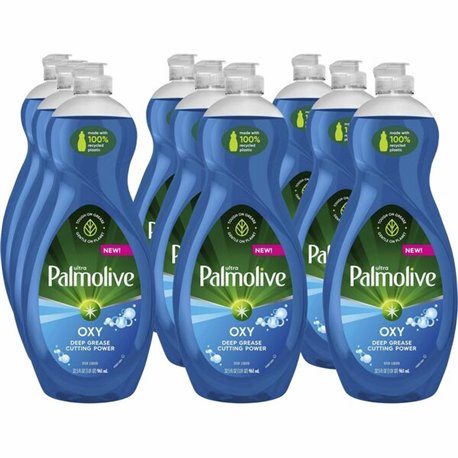 Palmolive Ultra Dish Soap Oxy Degreaser - Concentrate - 32.5 fl oz (1 quart) - 9 / Carton - Residue-free, Soft, Biodegradable, P