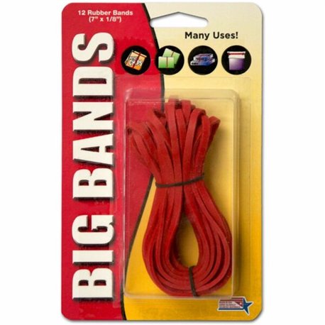 Alliance Rubber Big Bands Rubber Bands - 7" Length x 0.1" Width - 12 / Pack - Red
