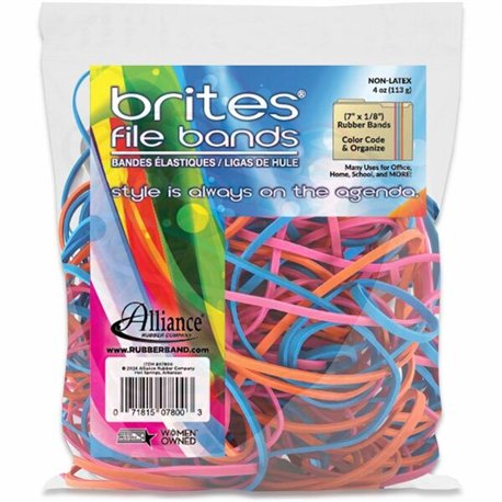 Brites File Bands - Size: 117B - 7" Length x 0.1" Width - Reusable, Elastic, Stretchable, Latex-free, Freezer Safe, Microwave Sa