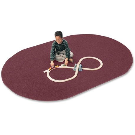 Carpets for Kids Mt. St. Helens Carpet Rug - Floor Rug - 90" Length x 12 ft Width - Oval - Cranberry - Nylon, Yarn