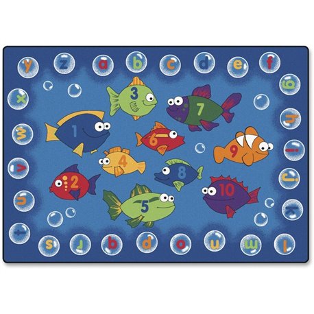 Carpets for Kids Fishing 4 Literacy Rectangle Rug - 65" Length x 46" Width - Rectangle - Alphabet Bubbles, Fishing For Literacy,