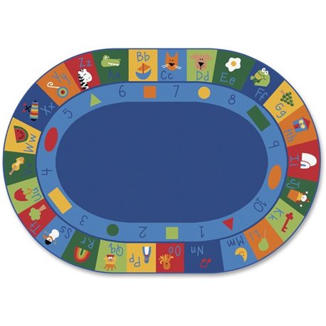 Carpets for Kids Learning Blocks Oval Seating Rug - 11.67 ft Length x 99" Width - Oval - Learning Blocks, Letters, Numbers, Shap