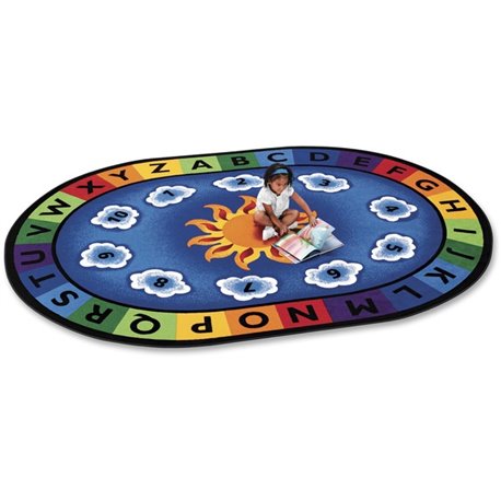 Carpets for Kids Sunny Day Learn/Play Oval Rug - 11.67 ft Length x 99" Width - Oval - Sunny Day Learn & Play, Numbers, Letter