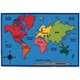 Carpets for Kids Value Line World Map Design Rug - 12 ft Length x 96" Width - Rectangle - Assorted