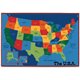 Carpets for Kids Value Line USA Map Design Rug - 12 ft Length x 96" Width - Rectangle - Assorted