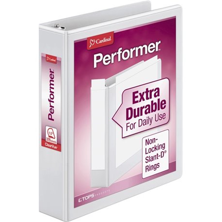 Cardinal Performer ClearVue Slant-D Ring Binder - 1 1/2" Binder Capacity - Letter - 8 1/2" x 11" Sheet Size - 375 Sheet Capacity