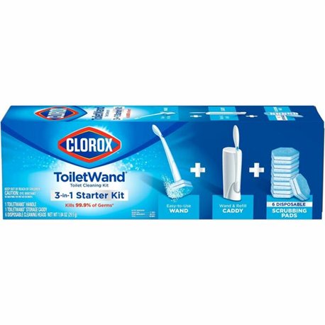 Clorox ToiletWand Disposable Toilet Cleaning System - 1 Kit (Includes: ToiletWand, Storage Caddy, 6 Disinfecting ToiletWand Refi