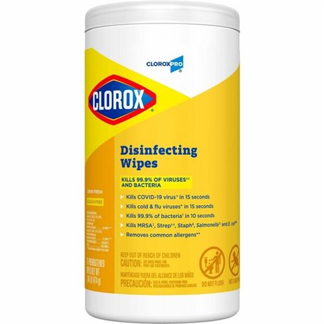 CloroxPro Disinfecting Wipes - Lemon Fresh - Yellow - Soft Cloth - 75 - 1 Each