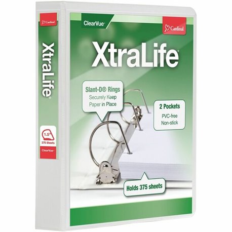 Cardinal Xtralife ClearVue Locking Slant-D Binders - 1 1/2" Binder Capacity - Letter - 8 1/2" x 11" Sheet Size - 375 Sheet Capac