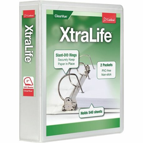 Cardinal Xtralife ClearVue Locking Slant-D Binders - 2" Binder Capacity - Letter - 8 1/2" x 11" Sheet Size - 540 Sheet Capacity 