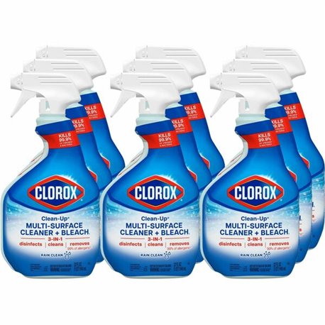 Clorox Clean-Up All Purpose Cleaner with Bleach - For Multipurpose - 32 fl oz (1 quart) - Rain Clean Scent - 9 / Carton - Deodor