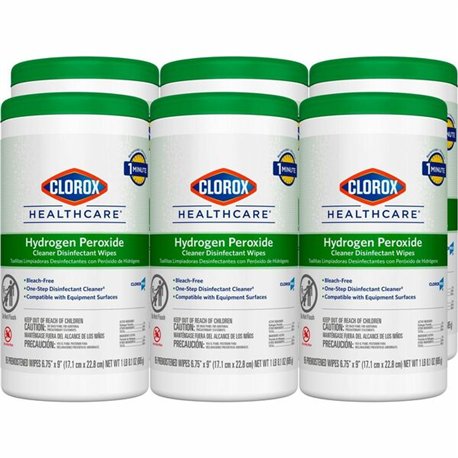 Clorox Healthcare Hydrogen Peroxide Cleaner Disinfectant Wipes - 95 / Canister - 450 / Pallet - Bleach-free, Antibacterial - Whi