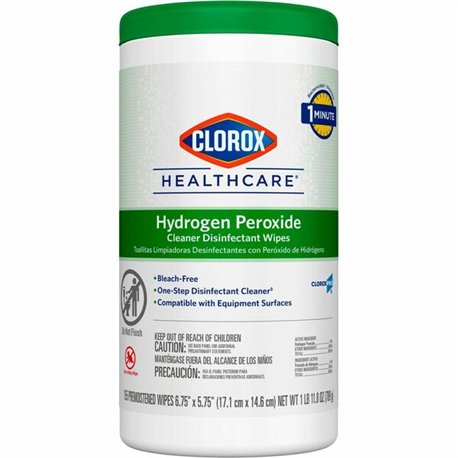 Clorox Healthcare Hydrogen Peroxide Cleaner Disinfectant Wipes - 155 / Canister - 1 Each - Pre-moistened, Disinfectant, Deodoriz