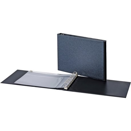 Cardinal 7 Ring Standard Business Check Binder - 1" Binder Capacity - D-Ring Fastener(s) - Board - Black - Recycled - Textured, 