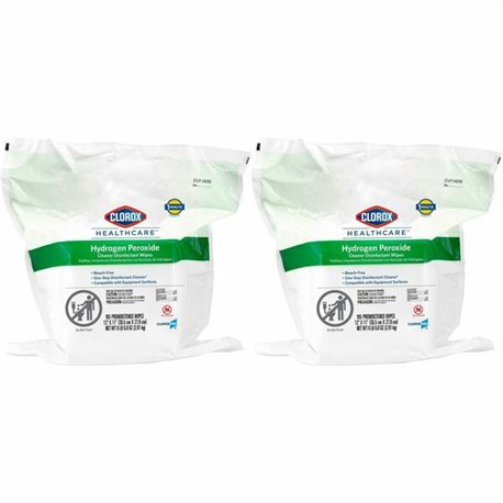 Clorox Healthcare Hydrogen Peroxide Cleaner Disinfectant Wipes - 185 / Pack - 2 / Carton - Bleach-free, Antibacterial - White