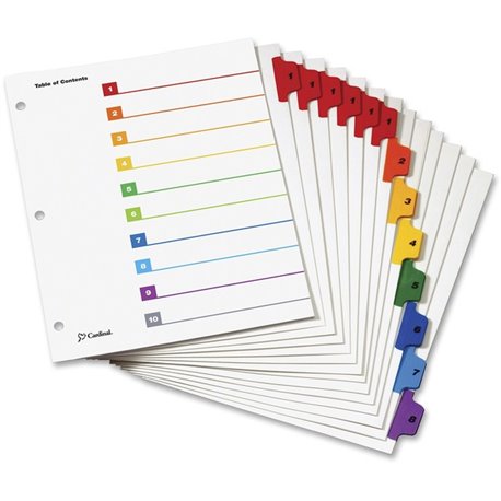 Cardinal OneStep 8-tab Table of Content Dividers - 6 x Divider(s) - 8 Printed Tab(s) - Digit - 1-8 - 8 Tab(s)/Set - 8.5" Divider