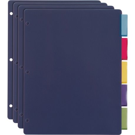 Cardinal Extra-tough Poly Dividers - 5 Tab(s)/Set - Letter - 8.50" Width x 11" Length - 3 Hole Punched - Polypropylene Divider -