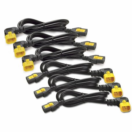 APC by Schneider Electric Power Cord Kit (6 ea), Locking, C13 TO C14 (90 Degree), 0.6m, North America - Black - 1 Each