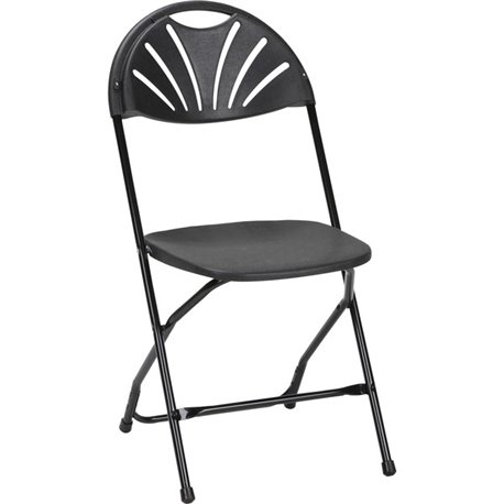 Dorel Zown Premium Fan Back Folding Chair - Black Seat - Black Polyethylene Back - Black Powder Coated Steel Frame - Four-legged