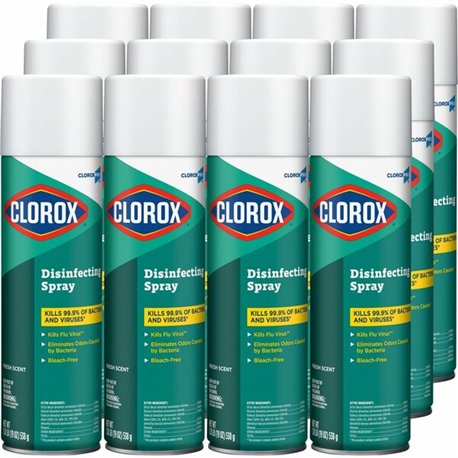 Clorox Commercial Solutions Disinfecting Aerosol Spray - 19 fl oz (0.6 quart) - Fresh Scent - 12 / Carton - Pleasant Scent, Disi