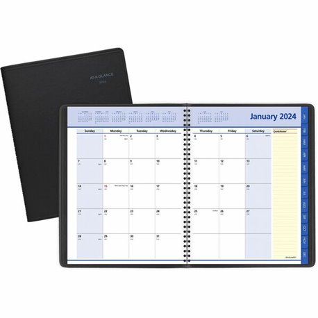 At-A-Glance QuickNotes Planner - Medium Size - Julian Dates - Monthly - 12 Month - January 2024 - December 2024 - 1 Month Double