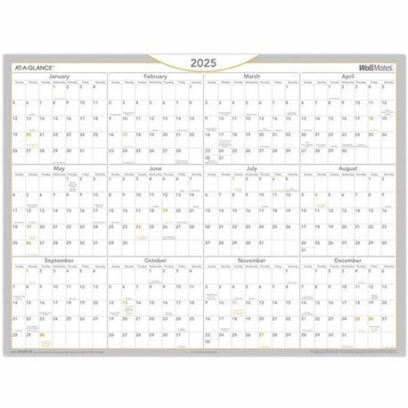 At-A-Glance WallMates Self-Adhesive Dry-Erase Calendar - Large Size - Yearly - 12 Month - January 2025 - December 2025 - 18" x 2