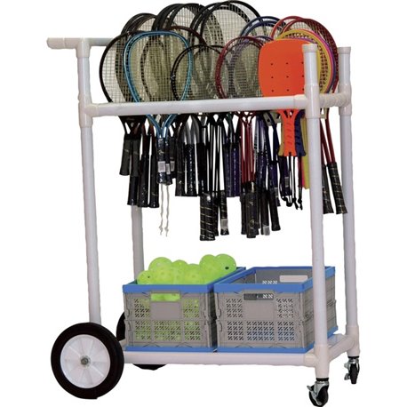 Champion Sports All-Terrain ABS Racket Cart - ABS Plastic - 33" Length x 20" Width x 47" Height - White - 1 Each