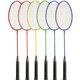 Champion Sports Tempered Steel Badminton Racket Set - Red, Orange, Yellow, Green, Blue, Purple - Nylon, Leather, Tempered Steel