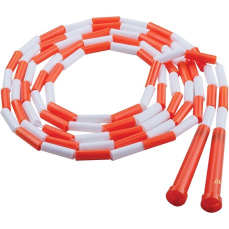 Champion Sports Plastic Segmented Jump Rope - 10 ft Length - Beaded - White, Orange - Plastic