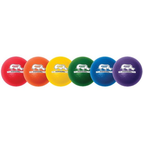 Champion Sports Rhino Skin Low Bounce Dodgeball Set - 6.30" - Low Density Foam - Dodgeball - Red, Orange, Yellow, Green, Blue, P