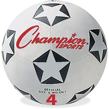 Champion Sports Rubber Soccer Ball Size 4 - 8.25" - Size 4 - Rubber, Nylon - Black, White, Red - 1  Each