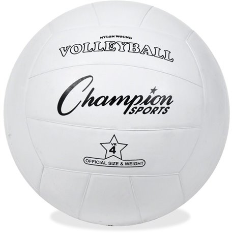 Champion Sports Rubber Volleyball - Rubber, Nylon - White - 1  Each