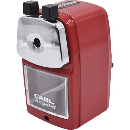 CARL Angel-5 Pencil Sharpener - Desktop - 5" Height x 2.8" Width - Steel, Aluminum - Red - 1 Each