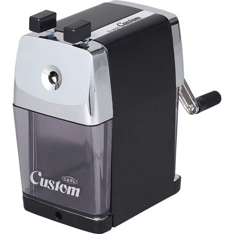 CARL Custom Pencil Sharpener - Desktop - 6" Height x 3" Width - Steel, Aluminum - Black - 1 Each